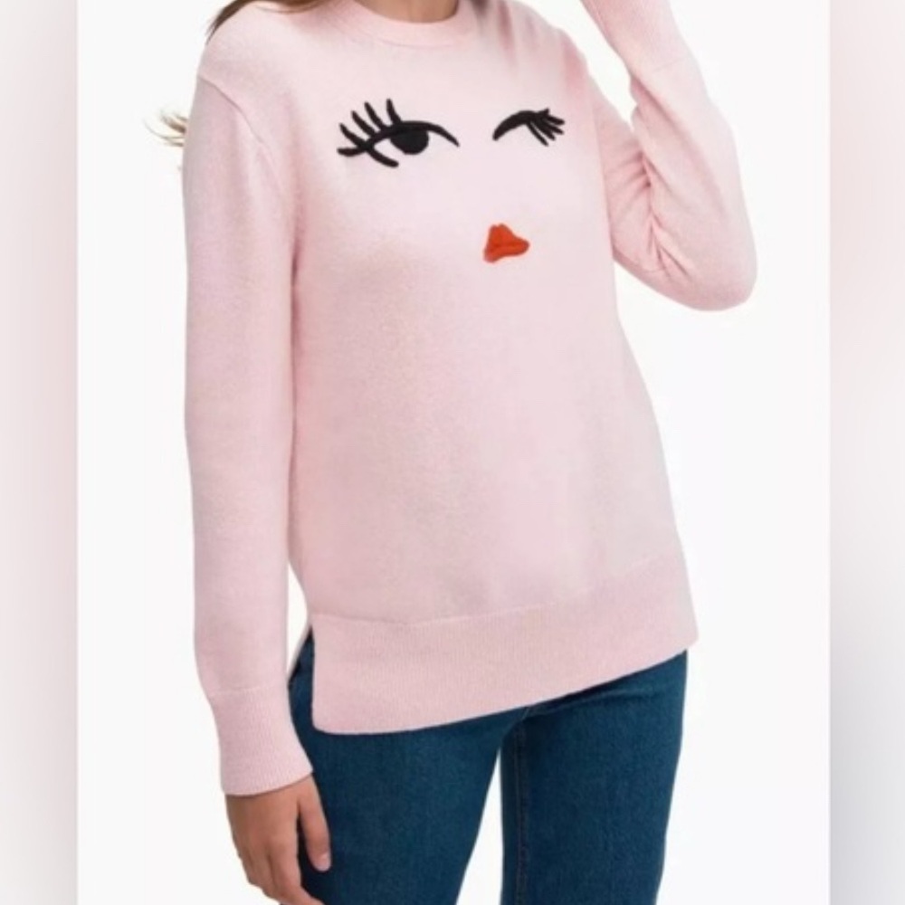 Kate Spade winky face pink sweater | Sz M